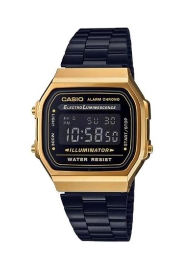 اشتري ساعة يد رقمية بسوار من الإستانلس ستيل مقاومة للماء طراز A-168WEGB-1B - مقاس 36 مم - لون أسود للرجال في السعودية