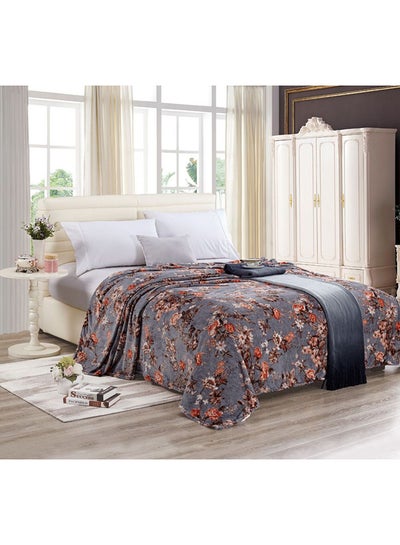 Buy Soft Flannel Floral Printed Blanket Multicolour in Saudi Arabia