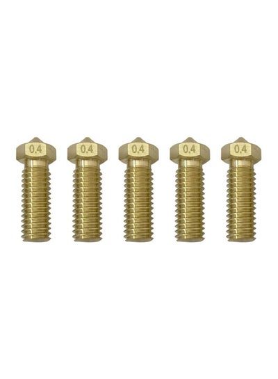 Buy 5-Piece M6 Volcano Nozzle For 3D Printer Head Gold in Saudi Arabia