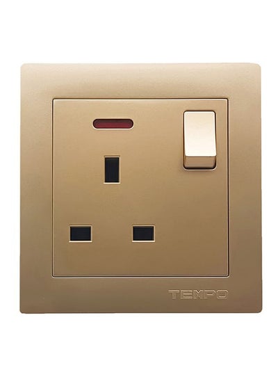 Buy 13A Wall Socket With Switch Gold 7x7cmcentimeter in Saudi Arabia