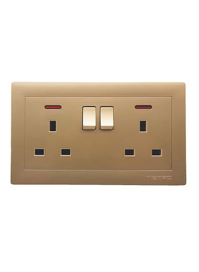 Buy Double 13A Wall Socket With Switch Gold 7x14 cmcentimeter in Saudi Arabia