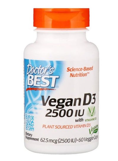 اشتري عبوة فيجان فيتامين D3 عيار 2500 وحدة دولية من مصدر نباتي - 60 كبسولة نباتية في الامارات