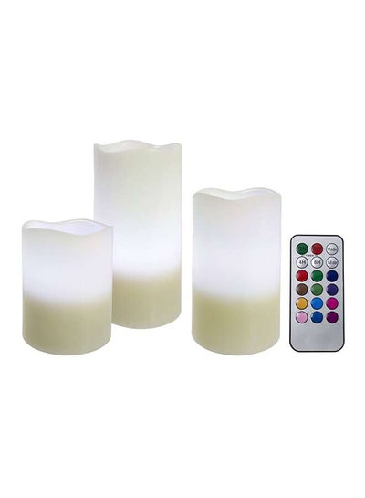 Buy 3-Piece LED Candle With Remote Control White in UAE