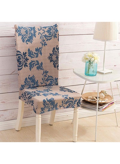 Buy 4-Piece Bohemian Design Dining Chair Cover Set Beige/Blue in UAE