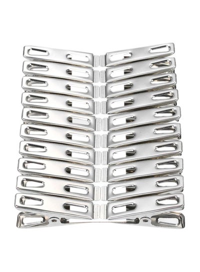 اشتري Pack Of 20 Stainless Steel Clothes Clip Silver 4.5cm في السعودية