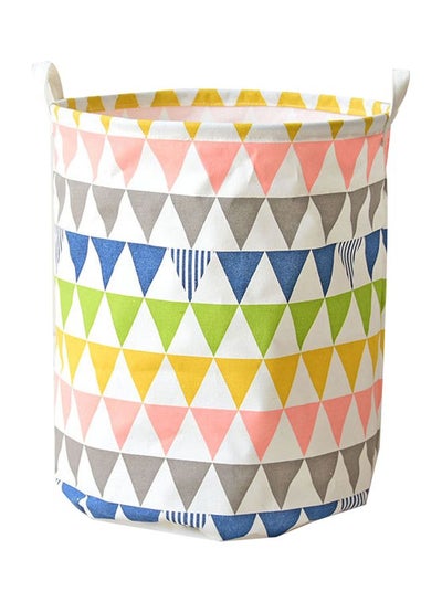 Buy Rainbow Triangle Printed Rounded Storage Basket Blue/Green/Grey 40x50centimeter in UAE