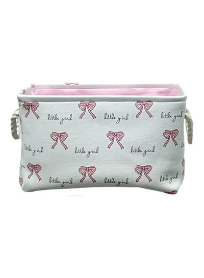 Buy Butterfly Printed Storage Basket White/Pink 40x28x24cm in UAE