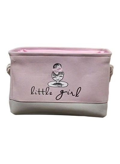 Buy Rectangular Printed Storage Basket Pink/Grey 40x28x24centimeter in UAE