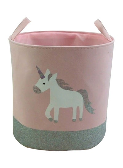 Buy Unicorn Printed Storage Basket Pink/Grey/White 40x33x40centimeter in UAE