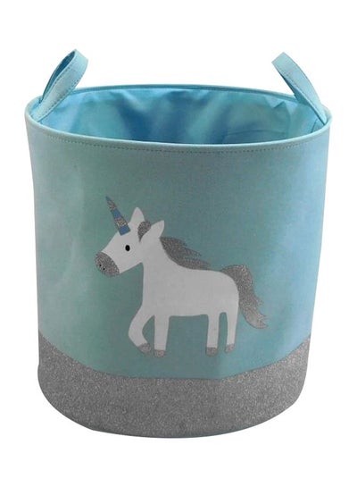 Buy Unicorn Printed Storage Basket Blue/Grey/White 40x33x40cm in UAE