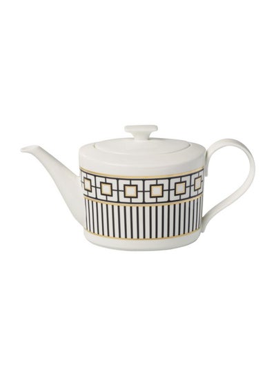 Buy MetroChic Gifts Teapot White/Black/Gold 21x9x10.5centimeter in UAE