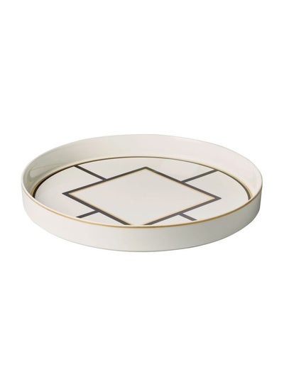 Buy Metrochic Decorative Tray White/Black/Gold 33x4cm in UAE