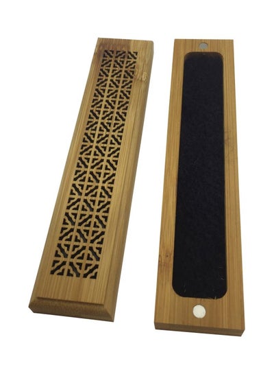 Buy Wooden Incense Stick Burner Holder Beige/Black 15x3x2.5cm in UAE