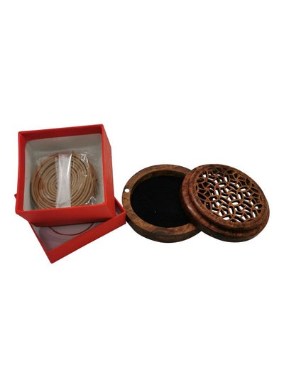 اشتري 2-Piece Incense Burner With Oud Incense Roll Set Brown 9x3centimeter في الامارات