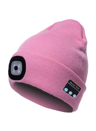 Buy Bluetooth Knitted Beanie Hat Pink in Saudi Arabia