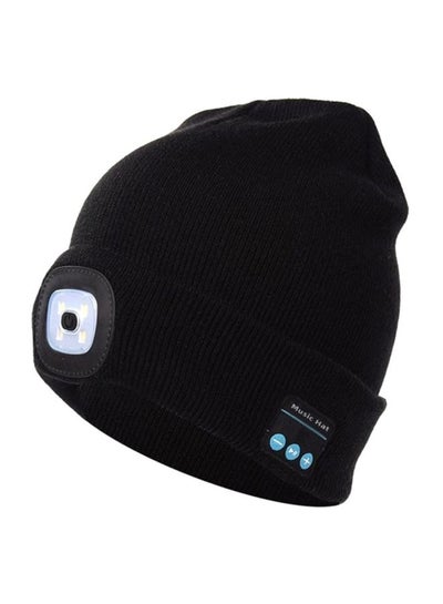 Buy Bluetooth Knitted Beanie Hat Black in Saudi Arabia