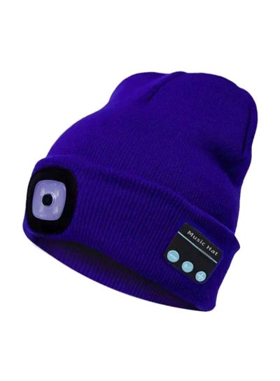 Buy Bluetooth Knitted Beanie Hat Blue in Saudi Arabia