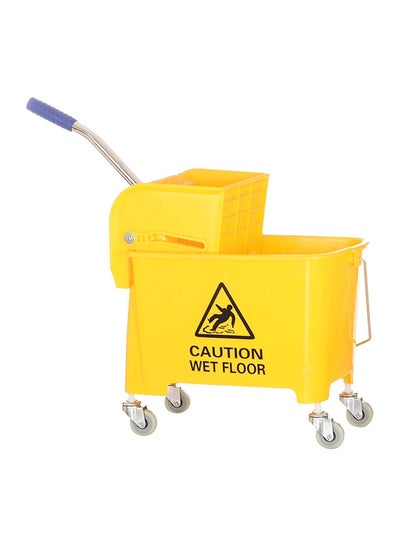 Buy Mini Mop Bucket Wringer Trolley Yellow/Silver/Blue 20Liters in Saudi Arabia