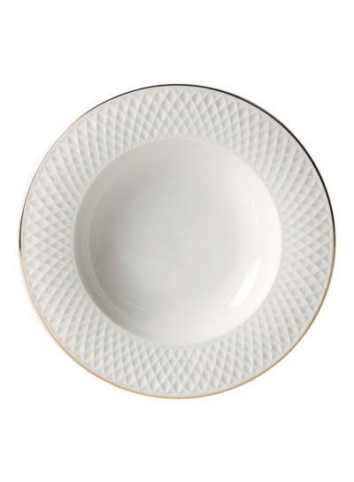 Buy Eclat Ceramic Soup Plate White/Gold 23x23centimeter in UAE