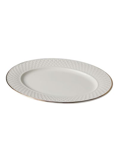 Buy Eclat Ceramic Oval Platter White/Gold 34x34centimeter in UAE