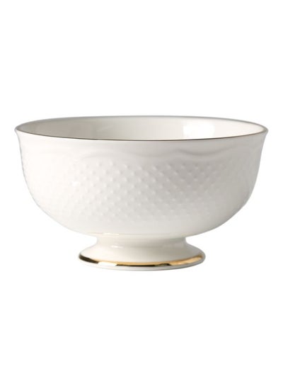 Buy Viva Ceramic Bowl White/Gold 15x15x8.5centimeter in UAE