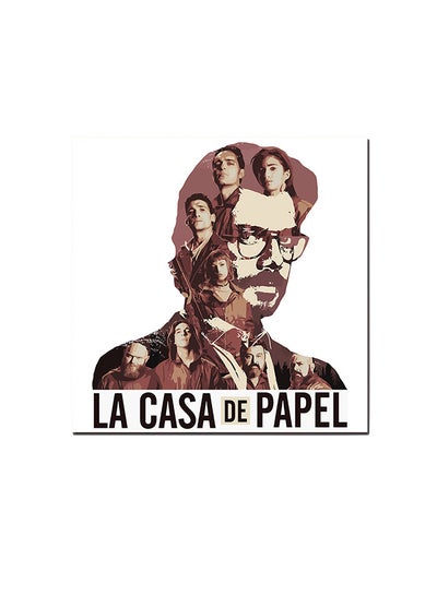 Buy La Casa De Papel Wall Art Painting White/Black/Brown 30 x 30cm in UAE