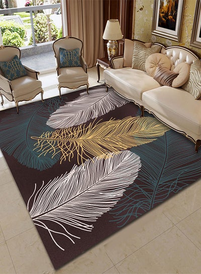 Buy Feathers Printed Anti-Skid Living Room Floor Mat Multicolour 50 x 80centimeter in Saudi Arabia