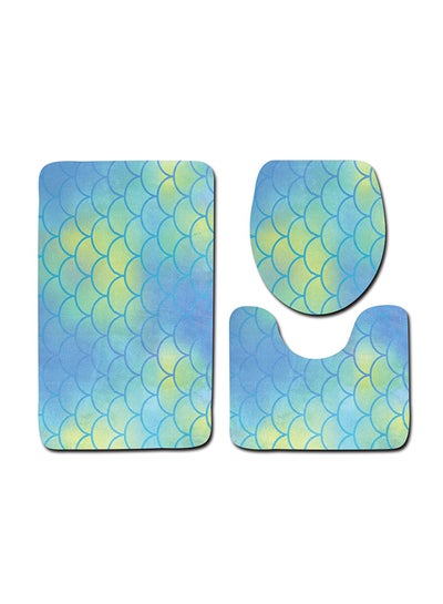 Buy 3-Piece Anti Skid Toilet Mat Set Blue/Green One Size in Saudi Arabia