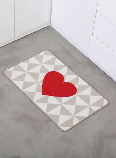 Buy Anti-Skid Bathroom Mat Grey/White/Red 50 x 80cm in Saudi Arabia