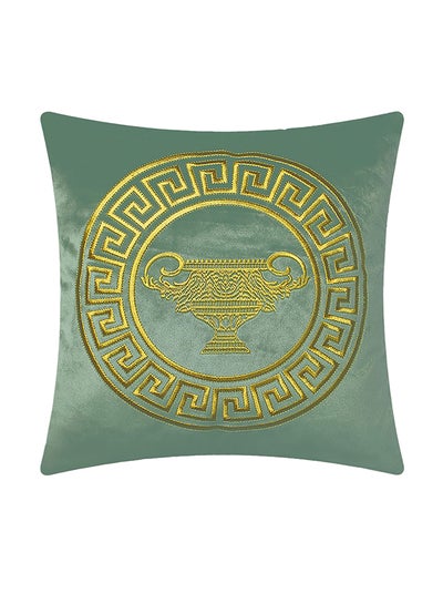 Buy Velvet Baroque Embroidered Cushion Cover Green 45x45cm in UAE