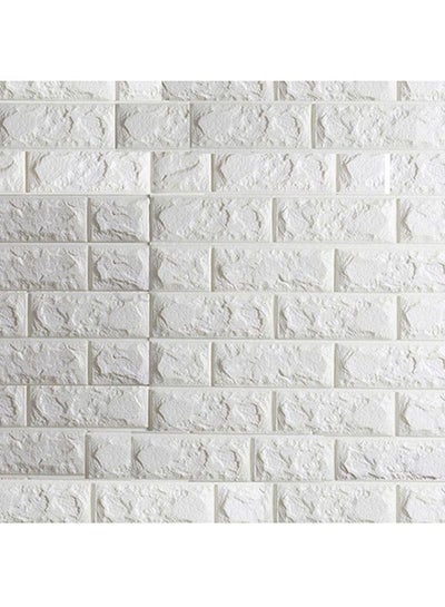 Buy 3D Embossed Brick Stone Wallpaper White 70x77cm in Saudi Arabia