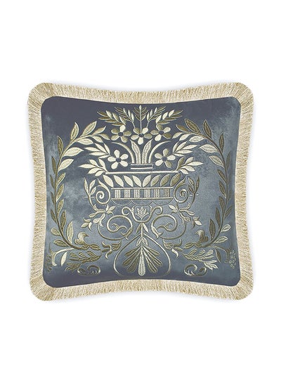 Buy Velvet Wreath Embroidery Cushion Cover Multicolour 45x45cm in UAE