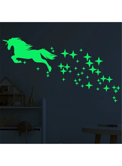 Buy Luminous Unicorn Wall Decal Green 20x29centimeter in UAE