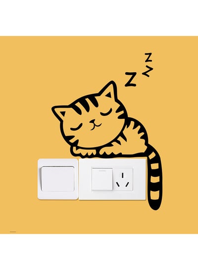 Buy Sleeping Cat Wall Switch Sticker Black 20 x 14cm in UAE