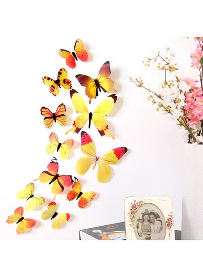 اشتري 12-Piece Butterflies Wall Sticker Decal Set Multicolour 11 x 6centimeter في الامارات