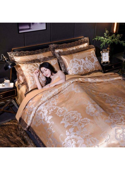 Buy Luxury Jacquard Duvet Cover Set Polyester Gold 2meter in Saudi Arabia