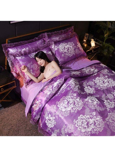 Buy Luxury Jacquard Duvet Cover Set polyester Purple 1.5meter in Saudi Arabia