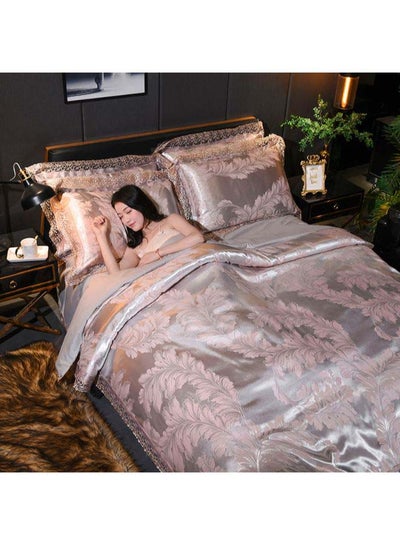 Buy Luxury Jacquard Duvet Cover Set polyester Grey 1.5meter in Saudi Arabia