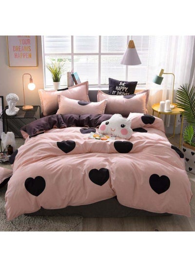 Buy 3-Piece Satisfying Bedding Set Polyester Peach/Brown/Black in Saudi Arabia