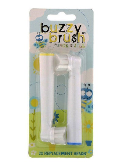 Buy 2-Piece Buzzy Toothbrush Replacement Head Set White/Blue/Yellow in UAE