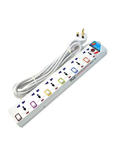 Buy 6-Way Extension Socket White 5meter in UAE