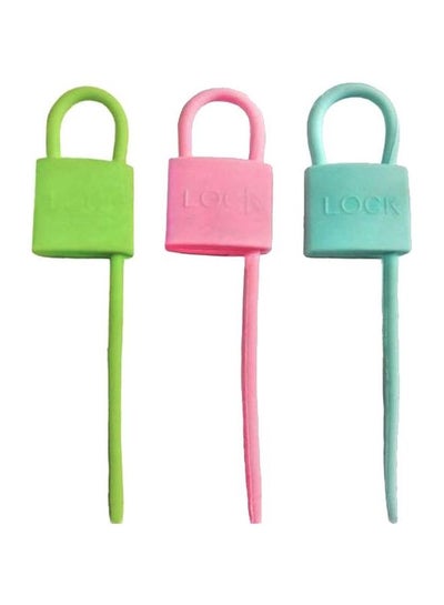 Buy Pack Of 3 Lock Shaped Cable Tie Set Blue/Pink/Green 3inch in Egypt