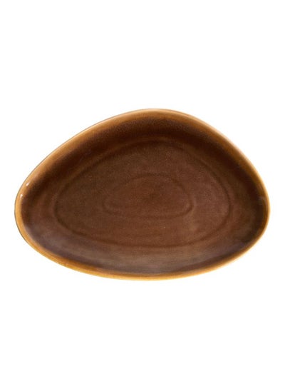 Buy Ceramic Plate Brown 29.5x20x2.5cm in UAE