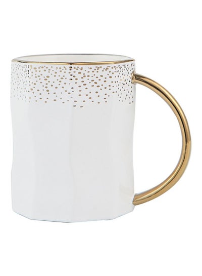 Buy Irregular Ceramic Mug White/Gold in Saudi Arabia