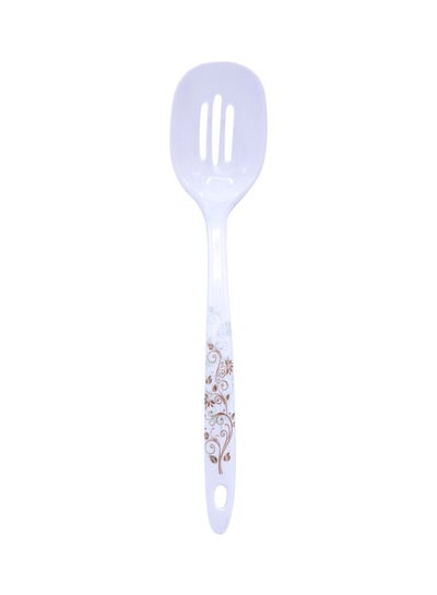 Buy Melamine Food Spoon White/Brown 30centimeter in Saudi Arabia