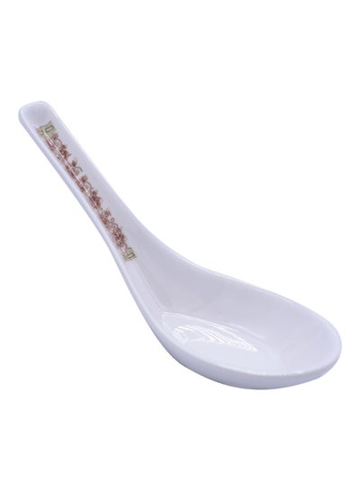 Buy Printed Soup Spoon White/Brown/Green 14cm in Saudi Arabia