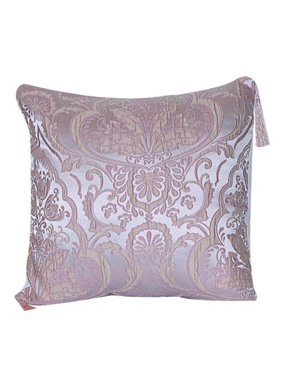 Buy Decorative Embroidered Throw Pillow Grey/Purple/Beige 40x40cm in Saudi Arabia