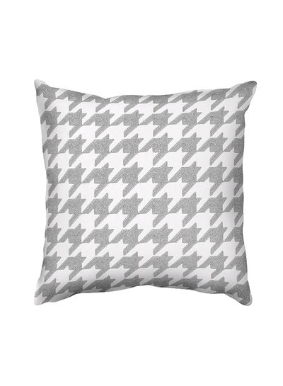 Buy Decorative Embroidered Cushion Cover Grey/White 45x45cm in Saudi Arabia