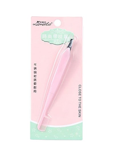 Buy Professional Clip Eyebrow Tweezer Pink 12cm in UAE