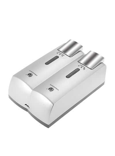 Buy Wall-Mounted Two Chamber Manual Soap Dispenser Silver 19.2cm in Saudi Arabia